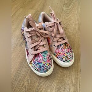 Girls Madden NYC Rhinestone Sneakers size 3 rainbow lace up pink comfy